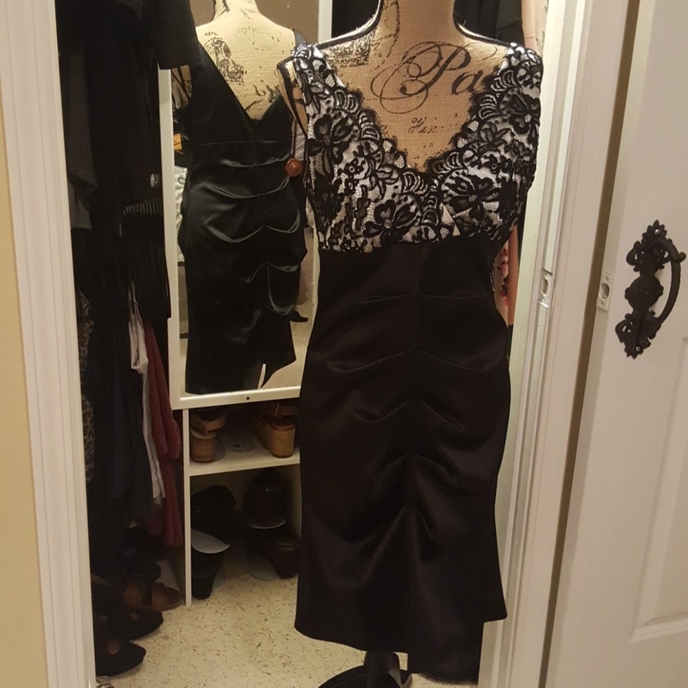 Cocktail Little black dress with a lace top